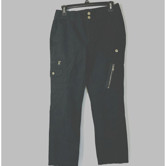 Lauren Ralph Lauren Womens 4P Petite Black Gorpcore Utility Double Knee Pants - Picture 1 of 12